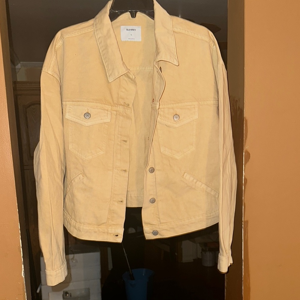 Old Navy Tan Jean Jacket Textured Casual Style